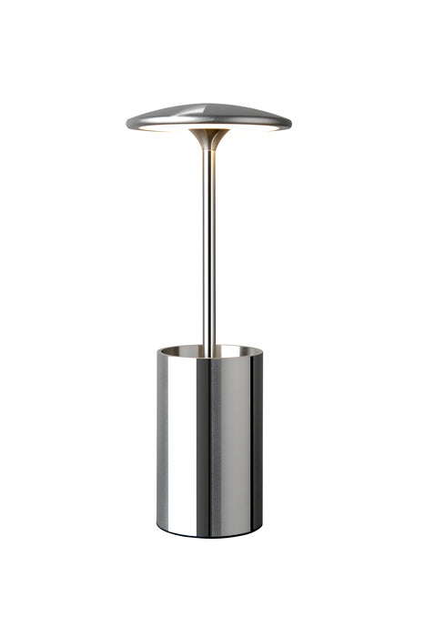 LED Schreibtischlampe Pott Chrom leuchtender Stiftehalter