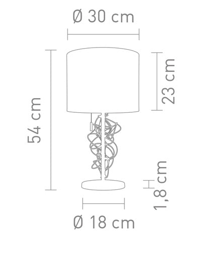 Design Tischlampe Jewel mit Leuchtdraht Stoffschirm weiß
