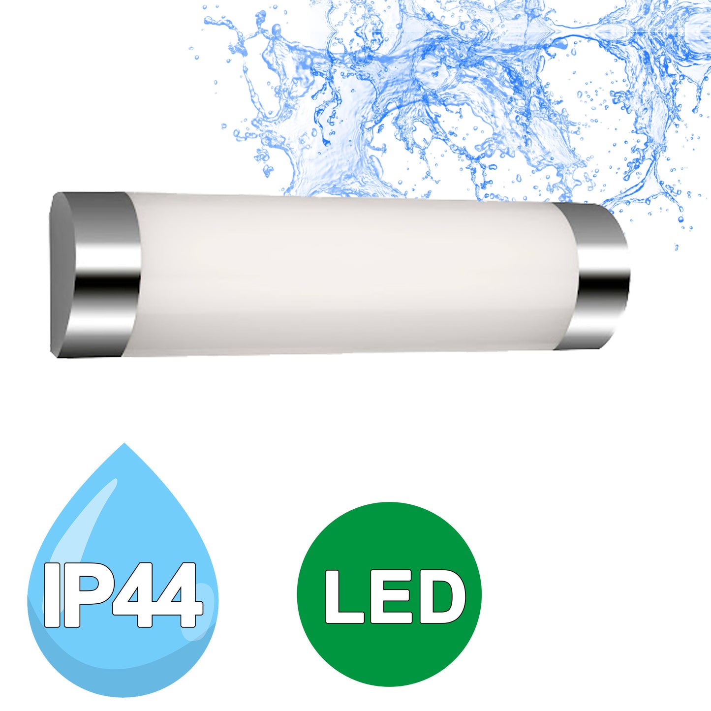 LED Badlampe 37,5cm weiß Chrom Spiegellampe IP44