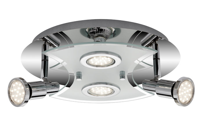 LED Deckenleuchte 4-flammig Metall Glas schwenkbar inkl LED GU10 – Strahler / Spotbeleuchtung