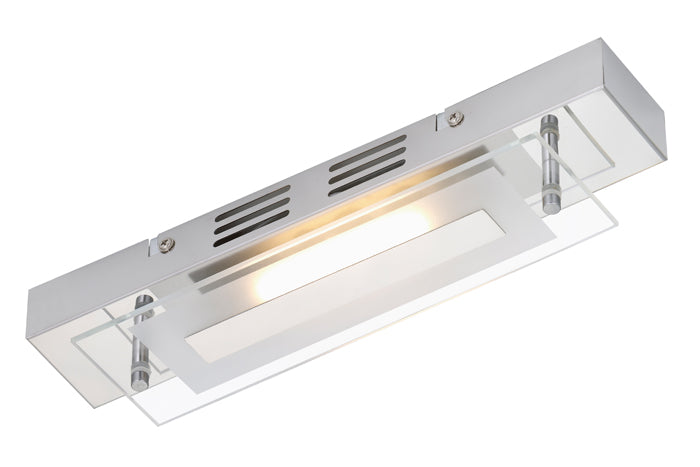 Längliche LED Wandlampe mit Glas 30cm Chrom modern