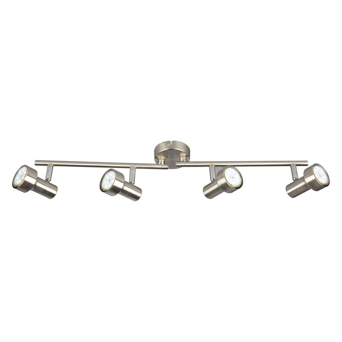 Spotbalken SUB 4flg nickel-matt 60cm inkl. GU10 LED schwenkbar – Deckenleuchte dimmbar, GU10