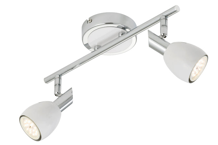 LED Deckenstrahler 2flg weiß Chrom COMBI inkl. GU10 5W schwenkbar – Strahler / Spotbeleuchtung