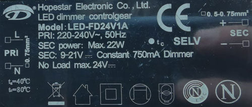 LED Dimmer LED-FD24V1A dimmbar Kabelzwischendimmer max. 22W