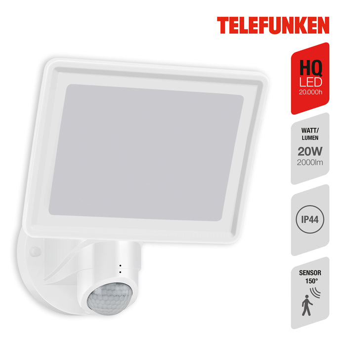 LED-Fluter für Außen weiß mit Bewegungssensor 2000 Lumen IP44