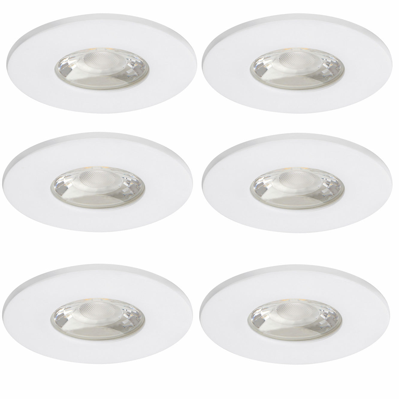 6x MD-881 LED Einbauspot weiß dimmbar 4,5W 80mm warmweiß IP44 – Einbaustrahler IP44, dimmbar, 80mm