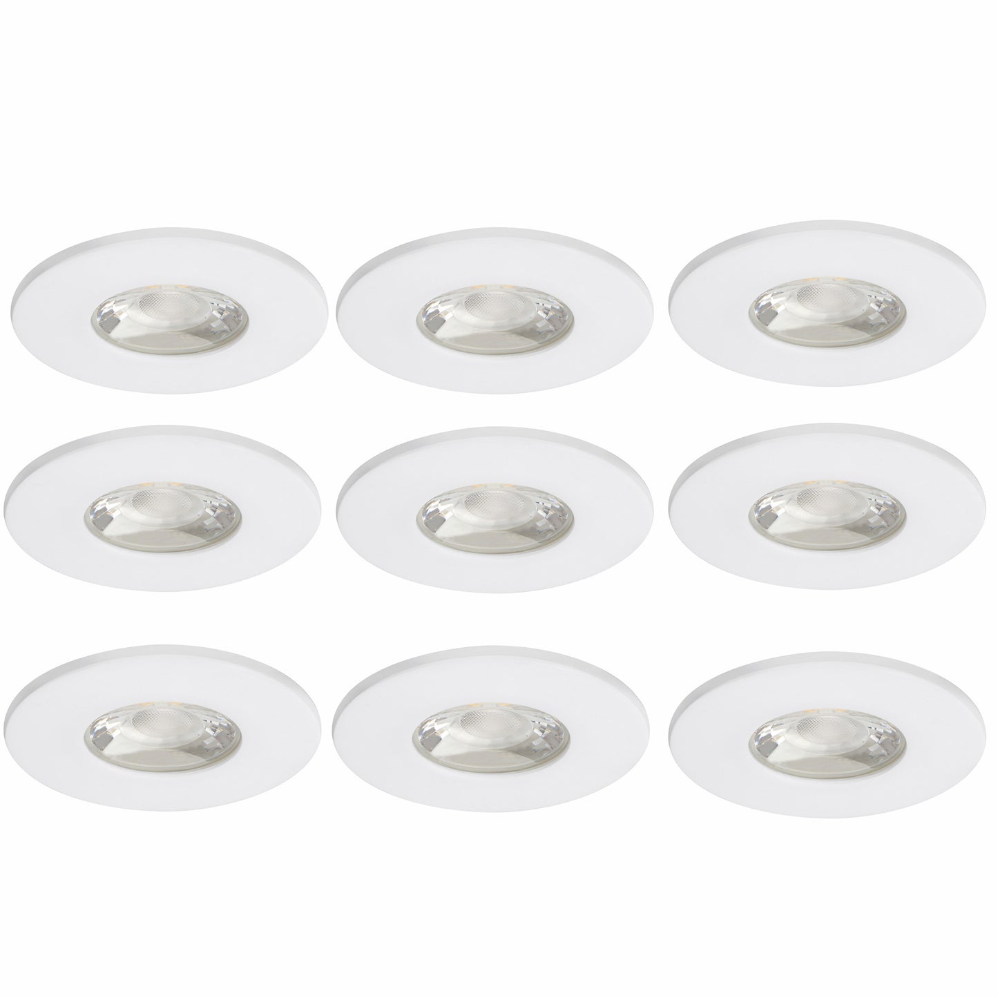 9x MD-881 LED Einbauspot weiß dimmbar 4,5W 80mm warmweiß IP44 – Einbaustrahler IP44, dimmbar, 80mm