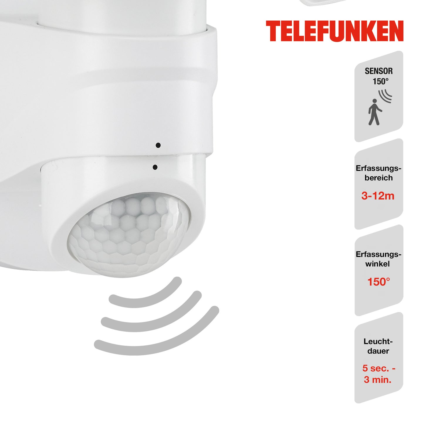 LED Fluter 2flg mit Bewegungssensor im Hochformat für Außen weiß 1200 Lm IP44