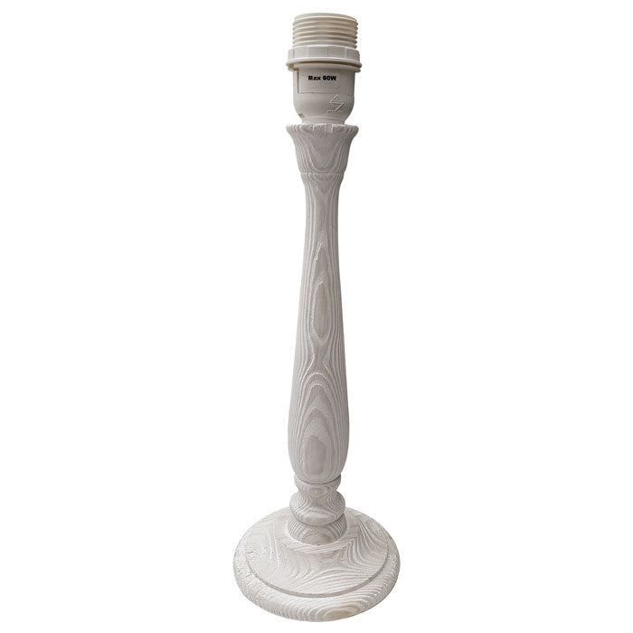 Lampenfuß für Tischlampe Holz weiß Landhausstil E27 37cm Tischlampe
