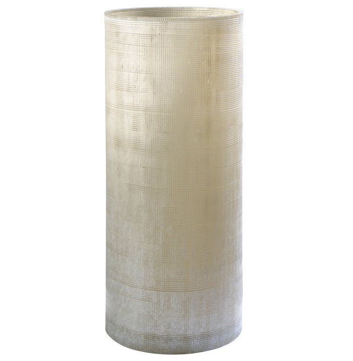 Hohe Blumenvase beige Vintage-Optik strukturiertes Glas mundgeblasen 35cm mundgeblasen, Handwerkskunst