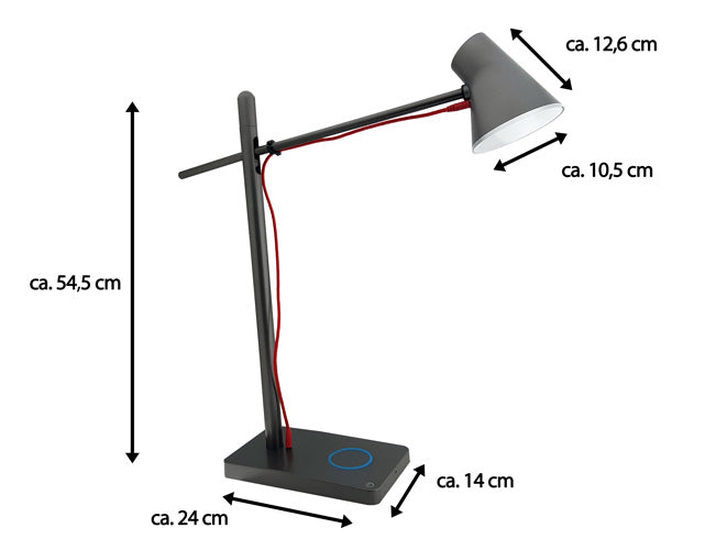 LED Schreibtischlampe dimmbar grau mit USB Anschluss