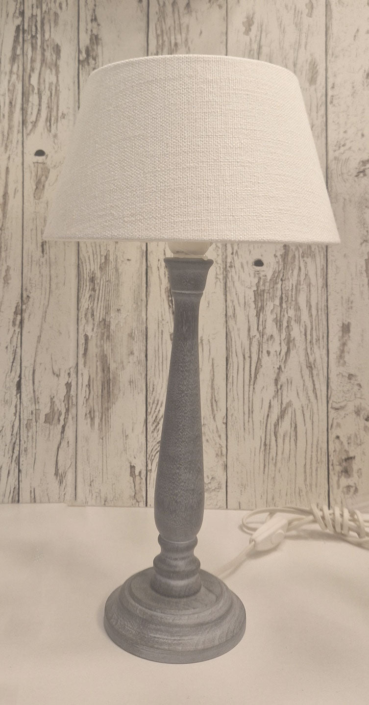 Lampenfuß für Tischlampe hellgrau aus Holz 37 cm E27