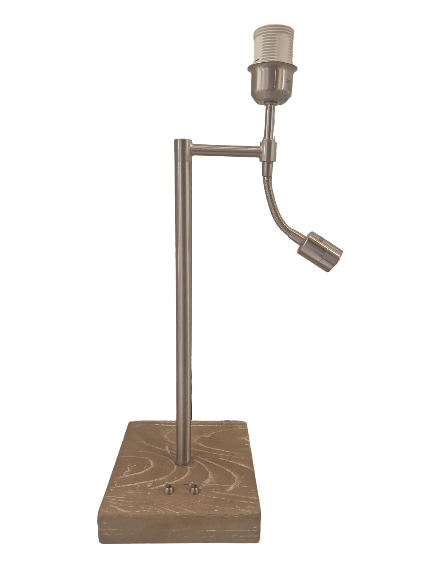 Design Lampenfuß Tischlampe mit Lesearm rustikales Holz mit 2 Schaltern Tischlampe