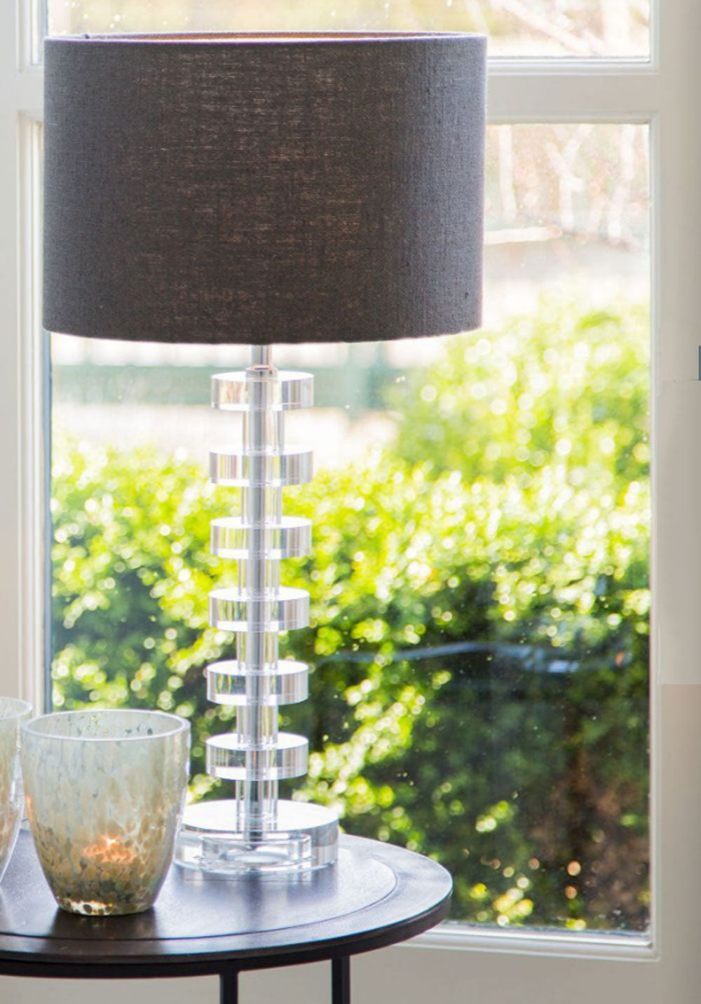 Lampenfuß Kerevan für Tischlampe Kristallglas rund 42cm E27