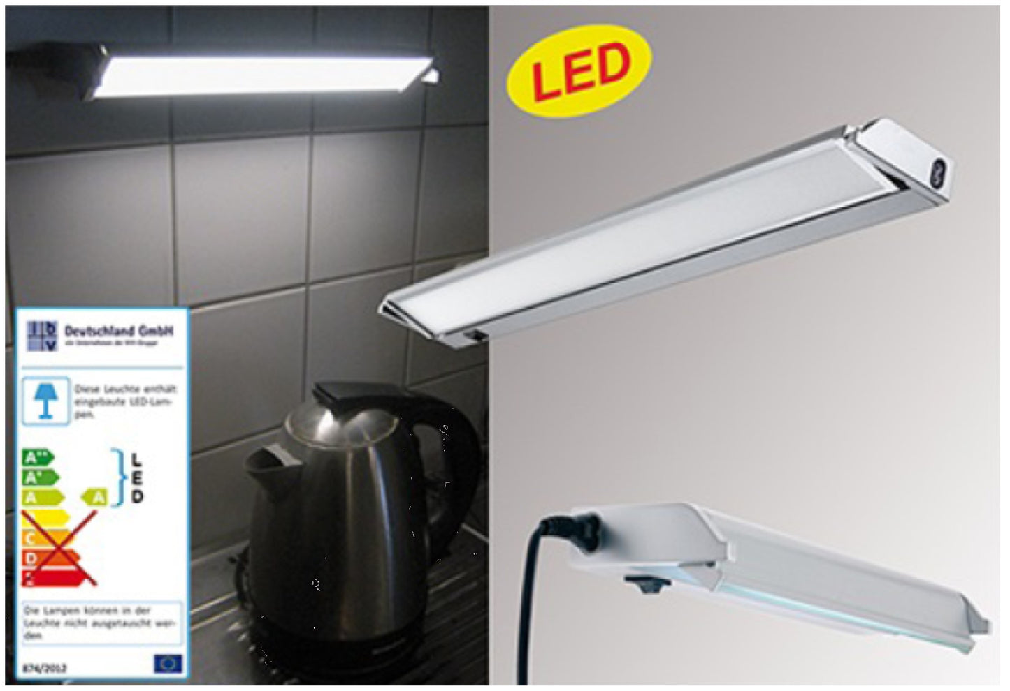 4W LED Unterbauleuchte Schwenkleuchte 34cm Alu Möblelleuchte verstellbar ibv 955004-102