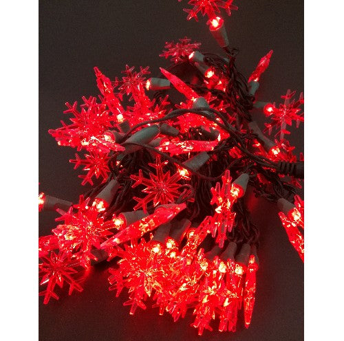 Motiv LED Lichterkette Schneeflocke, 50er, innen, rot