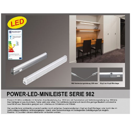 LED Mini Lichtleiste für Steckdose 31cm Kaltweiß