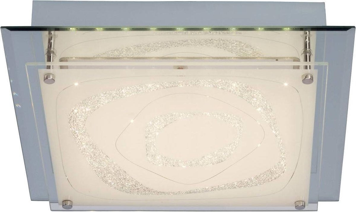 Fantasie LED Deckenleuchte eckig flach Glitzer silber Glas – Wandleuchte LED