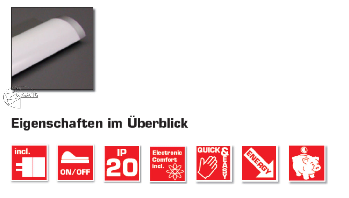 LEROS 8W Titan Lichtleiste 8W mit Schalter T5 8W 37cm Weiß Unterbauleu