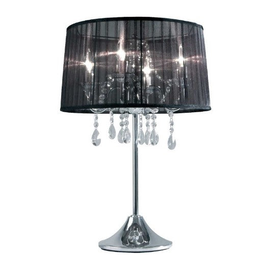Moderne Kristall Tischleuchte Organza dimmbar schwarz Tischlampe