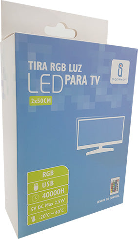 RGB LED Streifen 2x50cm für TV Fernseher selbstklebend mit Fernbedienung