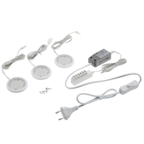 3er Set LED mini Unterbauleuchte für Steckdose