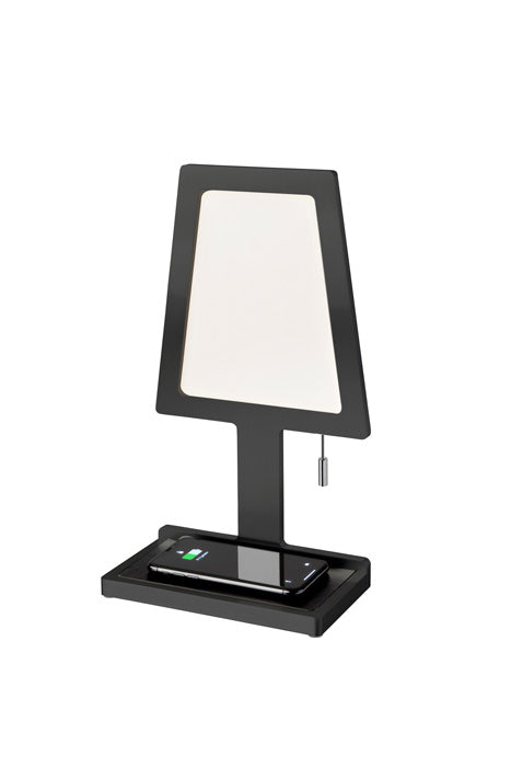LED Tischlampe mit Handy-Ladefunktion Steve Phone schwarz eckig Tischlampe