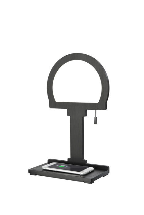 LED Tischlampe mit Handy-Ladefunktion Steve Phone schwarz rund Tischlampe