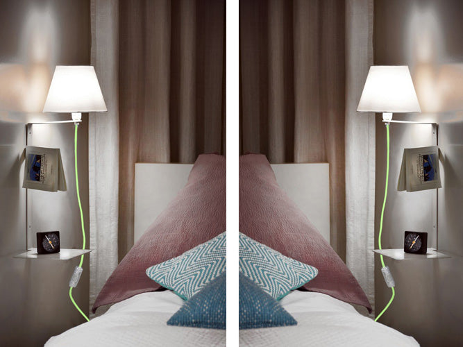 Wandlampe Schlafzimmer mit Ablage Schalter & Kabel grün – Wandleuchte LED