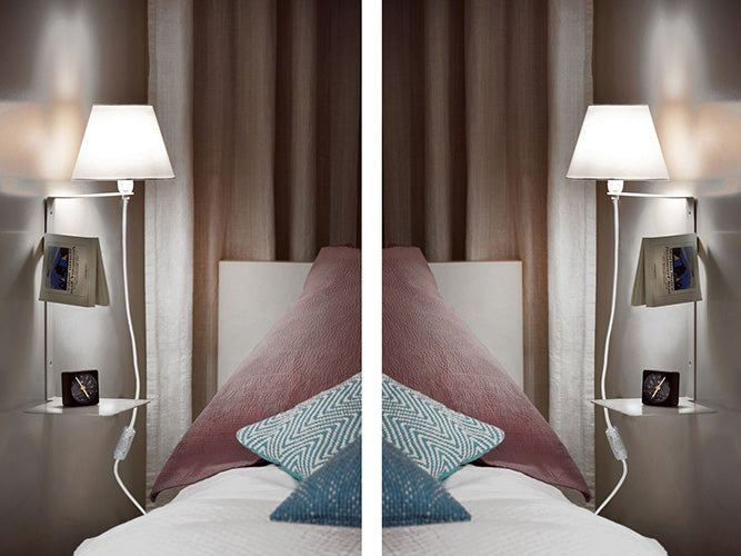 Wandlampe Schlafzimmer mit Ablage Schalter & Kabel weiß – Wandleuchte LED