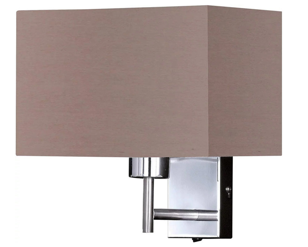 Wandleuchte Kempten Stoffschirm eckig cappuccino braun mit Schalter – Wandleuchte LED