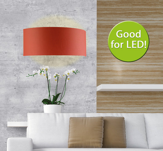 Halbrunde Wandleuchte mit Stoffschirm rot flach E14 – Wandleuchte LED