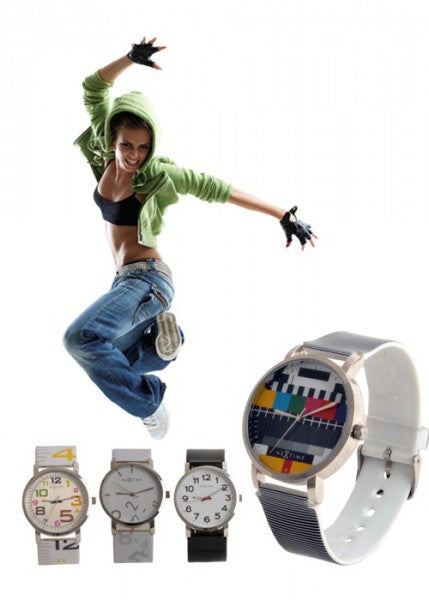 10x Armbanduhr Herren schwarz weiß Retro Station Nextime
