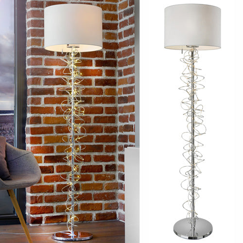 Design Stehlampe Jewel mit Leuchtdraht Stoffschirm weiß – Stehleuchte E27