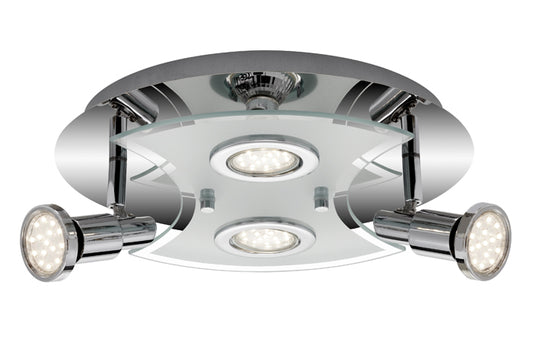 LED Deckenleuchte 4-flammig Metall Glas schwenkbar inkl LED GU10 – Strahler / Spotbeleuchtung