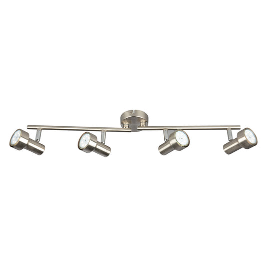 Spotbalken SUB 4flg nickel-matt 60cm inkl. GU10 LED schwenkbar – Deckenleuchte dimmbar, GU10