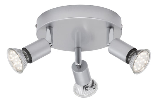 LED Deckenstrahler rund 3flg silber inkl. GU10 LED schwenkbar PICCO – Strahler / Spotbeleuchtung