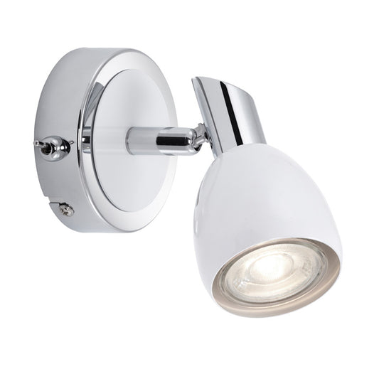 LED Wandstrahler mit Schalter COMBI weiß Chrom inkl. GU10 LED schwenkbar – Wandleuchte LED, dimmbar