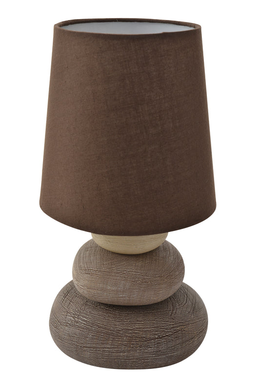 Natur Tischleuchte mit Steinoptik Stoff 3045214 Näve Keramikoptik Lampenschirm Textil Braun Tischlampe