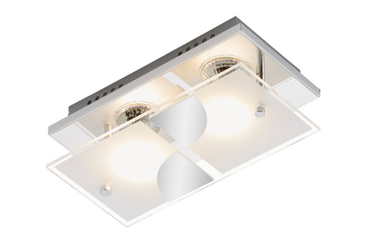 Rechteckige LED Deckenlampe Wandlampe aus Glas 2x GU10 – Deckenleuchte dimmbar, GU10
