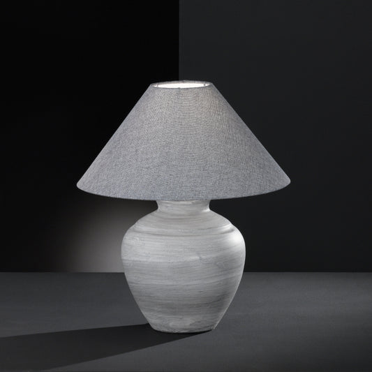 Keramik-Tischleuchte mit Textilschirm , Crock Tischlampe