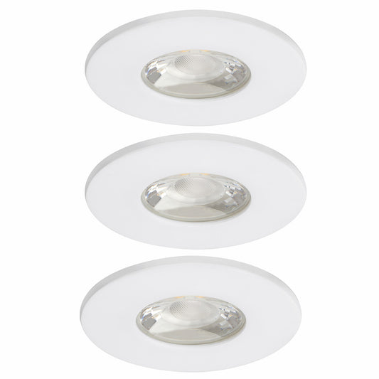 3x MD-881 LED Einbauspot weiß dimmbar 4,5W 80mm warmweiß IP44 – Einbaustrahler IP44, dimmbar, 80mm