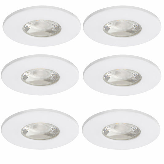 6x MD-881 LED Einbauspot weiß dimmbar 4,5W 80mm warmweiß IP44 – Einbaustrahler IP44, dimmbar, 80mm