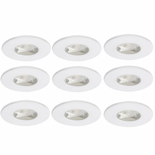 9x MD-881 LED Einbauspot weiß dimmbar 4,5W 80mm warmweiß IP44 – Einbaustrahler IP44, dimmbar, 80mm