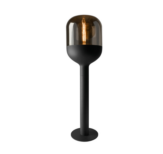 Stehlampe Dome schwarz Glas gold Vintage-Look 120cm – Stehleuchte E27