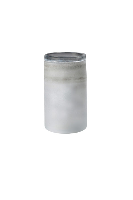 Gefrostete Blumenvase Windlicht aus Glas weiß groß mundgeblasen, Handwerkskunst