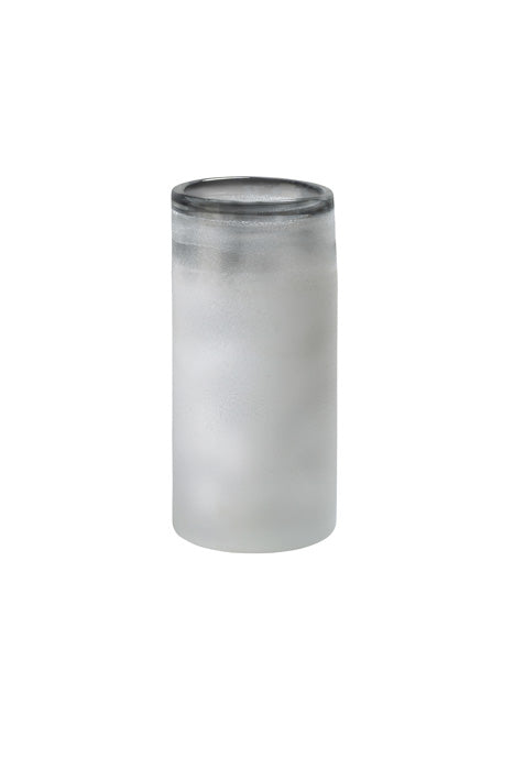 Gefrostete Blumenvase Windlicht aus Glas weiß XL mundgeblasen, Handwerkskunst