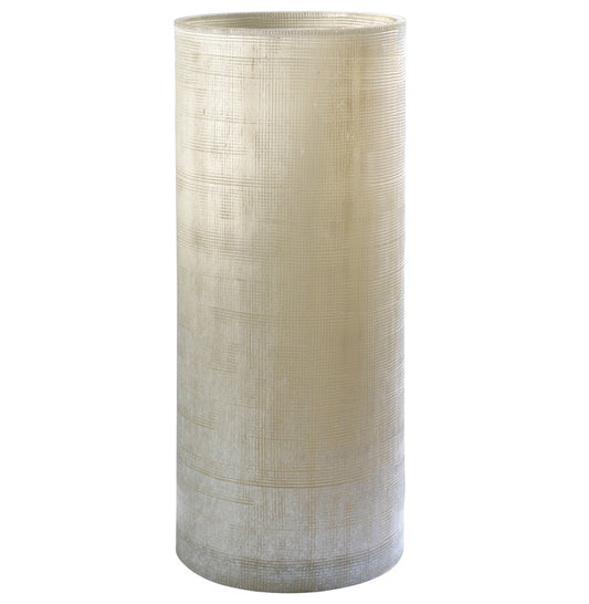 Hohe Blumenvase beige Vintage-Optik strukturiertes Glas mundgeblasen 35cm mundgeblasen, Handwerkskunst