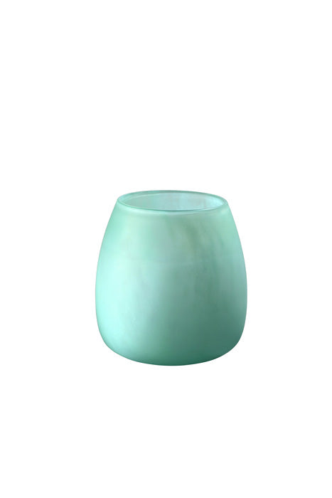 Bauchige Glasvase Blumenvase 20cm pastell grün matt mundgeblasen mundgeblasen, Handwerkskunst