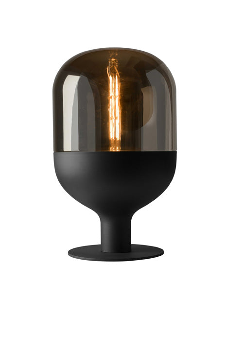 Große Tischlampe Dome schwarz Glas gold Vintage-Look Tischlampe